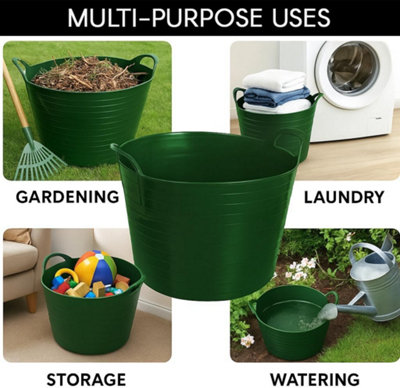 BH 7L Flexi Tub with Handles - Green, Pack of 3, Garden Tubs, Plastic ...