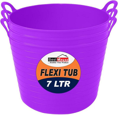 BH 7L Flexi Tub with Handles - Purple, Pack of 3, Garden Tubs, Plastic ...
