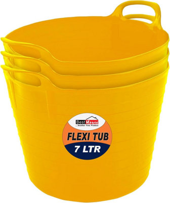 BH 7L Flexi Tub with Handles - Yellow, Pack of 3, Garden Tubs, Plastic ...