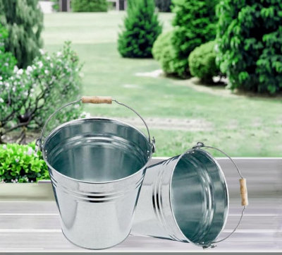 BH 9 Litre Galvanised Strong Steel Metal Bucket with Handle ...