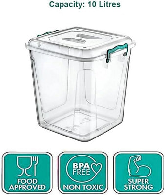 BH -Plastic Storage Box with Lids - 10L Square MEDIUM SIZE Stackable ...