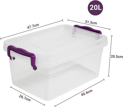 BH Plastic Storage Box with Lids - 20 Litres Stackable Clear Use for ...