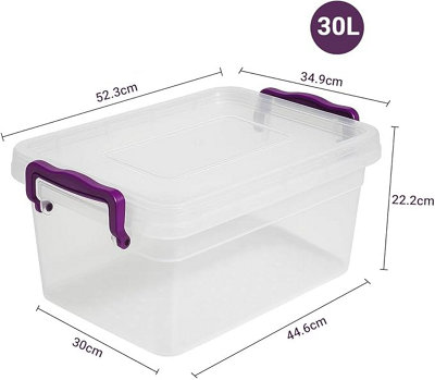 BH Plastic Storage Box with Lids - 30 Litres Stackable Clear Use for ...