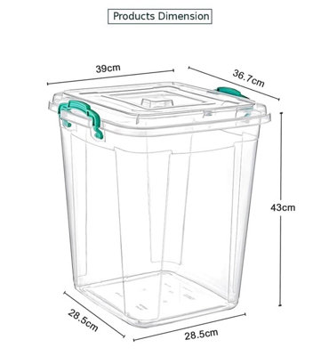 BH Plastic Storage Box with Lids - 35L Square Shape Stackable Clear ...