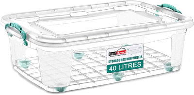 BH - Plastic Storage Box with Lids and Wheels - 40 Litres Stackable ...