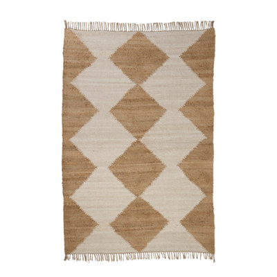 Bhangra Area Rug Jute Brown and Natural Diamon Design - 120 x 170cm
