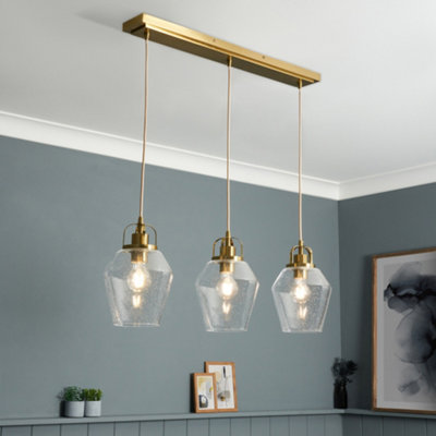 BHS Saskia Satin Brass Bubble Glass Diner Pendant Bar