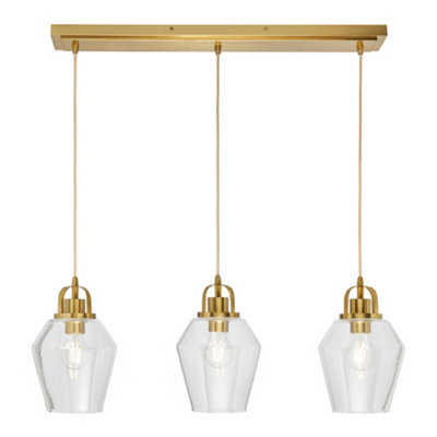 BHS Saskia Satin Brass Bubble Glass Diner Pendant Bar