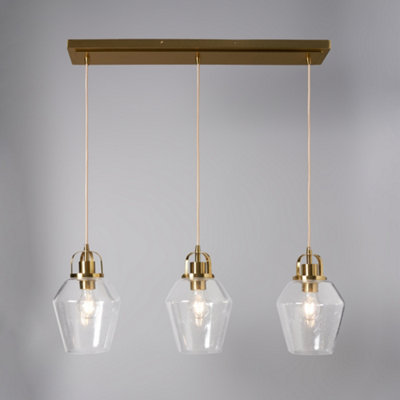 BHS Saskia Satin Brass Bubble Glass Diner Pendant Bar