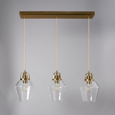 BHS Saskia Satin Brass Bubble Glass Diner Pendant Bar