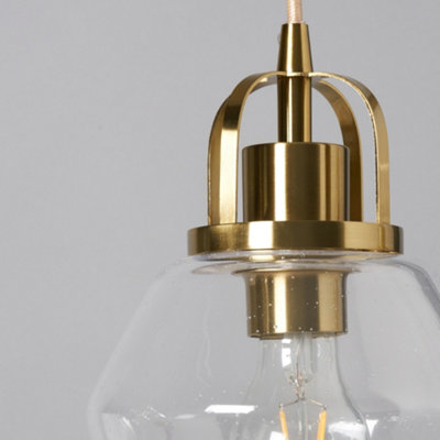 BHS Saskia Satin Brass Bubble Glass Diner Pendant Bar
