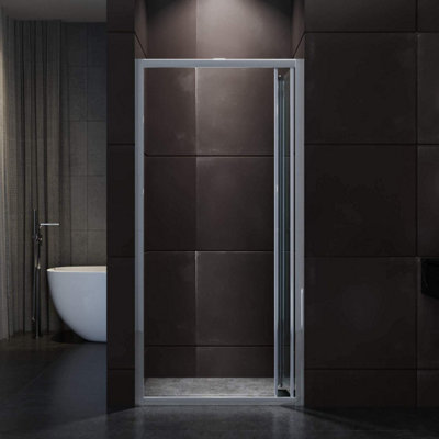 Bi-Fold Shower Door Enclosure 1900 x 760 mm Chrome Frame
