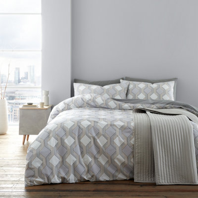 Bianca Atticus Geometric 200 Thread Count Cotton Reversible Double ...