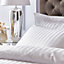 Bianca Bedding 300 Thread Count Cotton Satin Stripe Duvet Cover Set with Pillowcase White