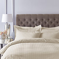 Bianca Bedding 300 Thread Count Cotton Satin Stripe Duvet Cover Set with Pillowcases Natural