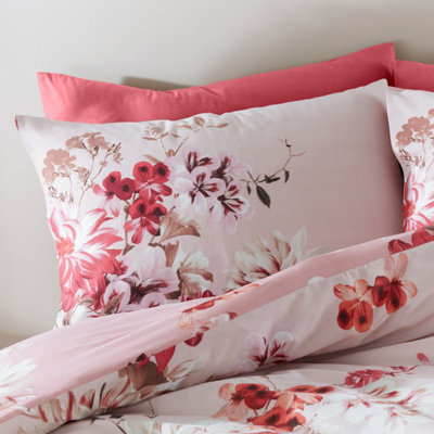 Bianca Bedding Briony Floral Garden Cotton Duvet Cover Set with Pillowcase Pink