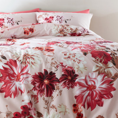 Bianca Bedding Briony Floral Garden Cotton Duvet Cover Set with Pillowcase Pink