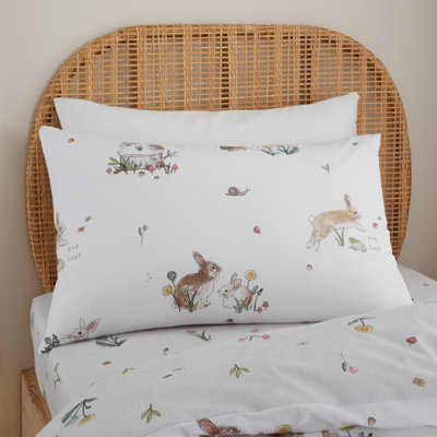 Bianca Bedding Bunny Rabbit Friends Cotton Duvet Cover Set with Pillowcase White