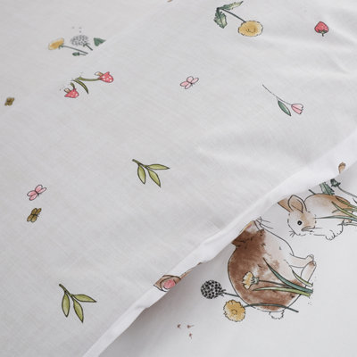 Bianca Bedding Bunny Rabbit Friends Cotton Duvet Cover Set with Pillowcases White