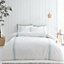 Bianca Bedding Embroidery Leaf Cotton Duvet Cover Set with Pillowcase White