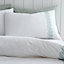 Bianca Bedding Embroidery Leaf Cotton Duvet Cover Set with Pillowcases White