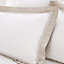 Bianca Bedding Oxford Lace 200 Thread Count Cotton Double Duvet Cover Set with Pillowcases White Natural
