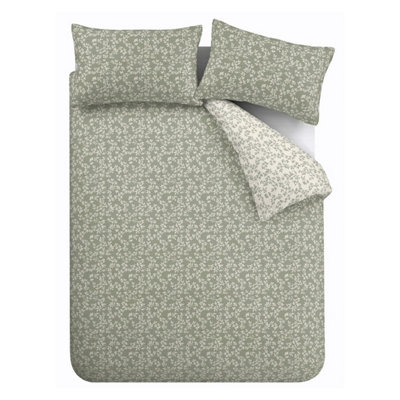 Bianca Bedding Shadow Leaves 200 Thread Count Cotton Reversible Double Duvet Cover Set with Pillowcases Green