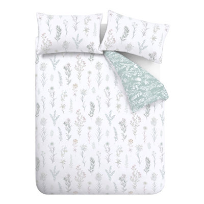 Bianca Bedding Wild Flowers 200 Thread Count Cotton Reversible Double Duvet Cover Set with Pillowcases Green