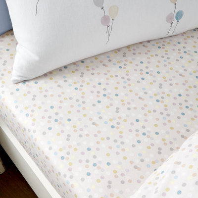 Bianca Brushed Balloons Spot Cotton Fitted Sheet White