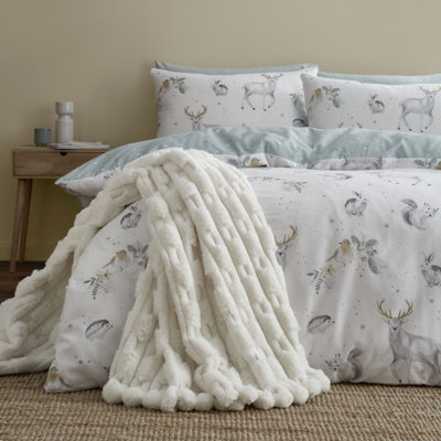 Bianca Carved Faux Fur Blanket Throw Cream