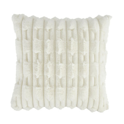 Bianca Carved Faux Fur Cushion Cream