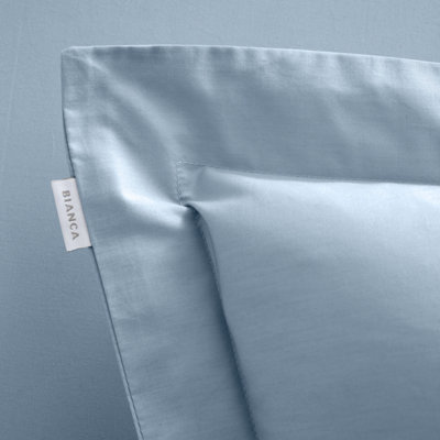 Bianca Fine Linens 200 Thread Count Cotton Percale Oxford 50x75cm + border Pack of 2 Pillow cases with envelope closure Blue
