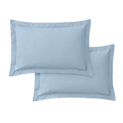 Bianca Fine Linens 200 Thread Count Cotton Percale Oxford 50x75cm + border Pack of 2 Pillow cases with envelope closure Blue