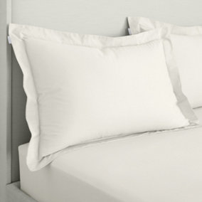 Bianca Fine Linens 200 Thread Count Cotton Percale Oxford 50x75cm + border Pack of 2 Pillow cases with envelope closure Cream