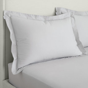 Bianca Fine Linens 200 Thread Count Cotton Percale Oxford 50x75cm + border Pack of 2 Pillow cases with envelope closure Grey