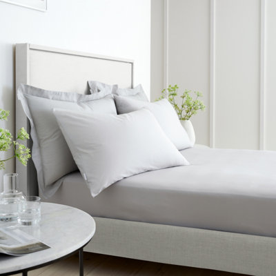 Bianca Fine Linens 200 Thread Count Cotton Percale Oxford 50x75cm + border Pack of 2 Pillow cases with envelope closure Grey