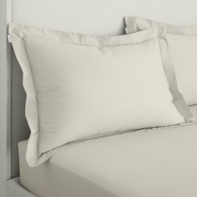Bianca Fine Linens 200 Thread Count Cotton Percale Oxford 50x75cm + border Pack of 2 Pillow cases with envelope closure Natural