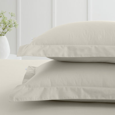 Bianca Fine Linens 200 Thread Count Cotton Percale Oxford 50x75cm + border Pack of 2 Pillow cases with envelope closure Natural