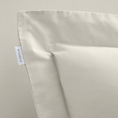 Bianca Fine Linens 200 Thread Count Cotton Percale Oxford 50x75cm + border Pack of 2 Pillow cases with envelope closure Natural