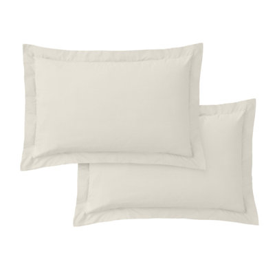Bianca Fine Linens 200 Thread Count Cotton Percale Oxford 50x75cm + border Pack of 2 Pillow cases with envelope closure Natural