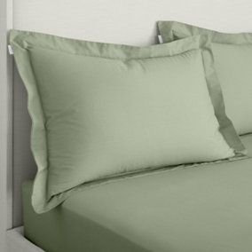 Bianca Fine Linens 200 Thread Count Cotton Percale Oxford 50x75cm + border Pack of 2 Pillow cases with envelope closure Sage Green