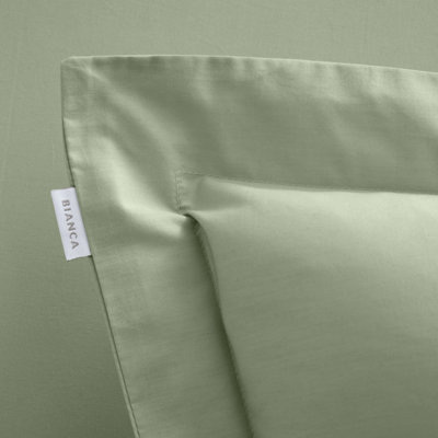 Bianca Fine Linens 200 Thread Count Cotton Percale Oxford 50x75cm + border Pack of 2 Pillow cases with envelope closure Sage Green