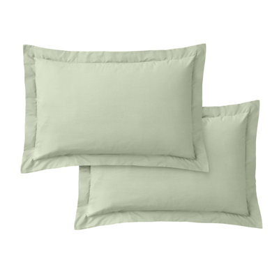 Bianca Fine Linens 200 Thread Count Cotton Percale Oxford 50x75cm + border Pack of 2 Pillow cases with envelope closure Sage Green