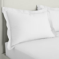Bianca Fine Linens 200 Thread Count Cotton Percale Oxford 50x75cm + border Pack of 2 Pillow cases with envelope closure White