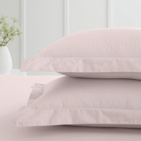 Bianca Fine Linens 400 Thread Count Cotton Sateen Oxford 50x75cm + border Pack of 2 Pillow cases with envelope closure Blush Pink