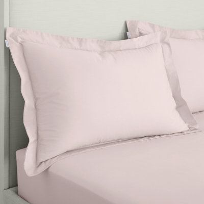 Bianca Fine Linens 400 Thread Count Cotton Sateen Oxford 50x75cm + border Pack of 2 Pillow cases with envelope closure Blush Pink