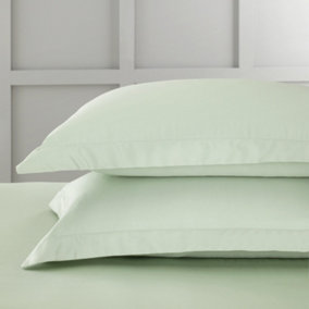 Bianca Fine Linens 400 Thread Count Cotton Sateen Oxford 50x75cm + border Pack of 2 Pillow cases with envelope closure Green
