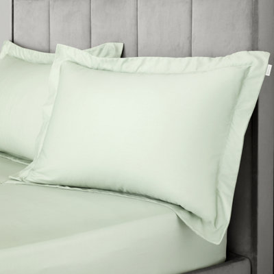 Bianca Fine Linens 400 Thread Count Cotton Sateen Oxford 50x75cm + border Pack of 2 Pillow cases with envelope closure Green