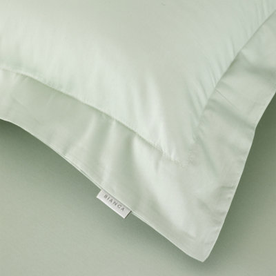 Bianca Fine Linens 400 Thread Count Cotton Sateen Oxford 50x75cm + border Pack of 2 Pillow cases with envelope closure Green