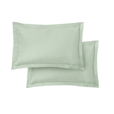 Bianca Fine Linens 400 Thread Count Cotton Sateen Oxford 50x75cm + border Pack of 2 Pillow cases with envelope closure Green